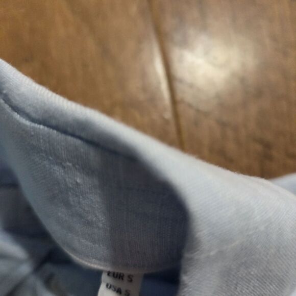 Porter and Ash Shirt Mens Small Linen Long Sleeve Button Down Blue Lightweight - Picture 5 of 8